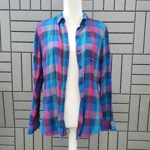 Lucky Brand Back Overlay Plaid Shirt : size small